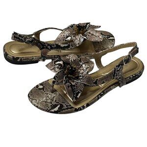 Akira Snake Print Slingback Sandals Floral Detail Size 7 New